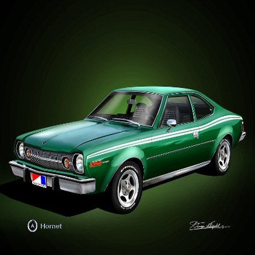 1974 AMC HORNET DARK GREEN - Car art print poster - size 20 X 30