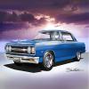 1965 CHEVELLE SS Nassau blue-ralley wheels CAR ART PRINT POSTER - size 24 x 36 view 1