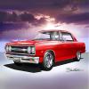 1965 CHEVELLE SS Ralley red-ralley wheels CAR ART PRINT POSTER - size 24 x 36 view 1