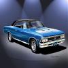 1966 CHEVELLE SS 396 blue ralley wheels vinyl top CAR ART PRINT POSTER - size 24 x 36 view 1