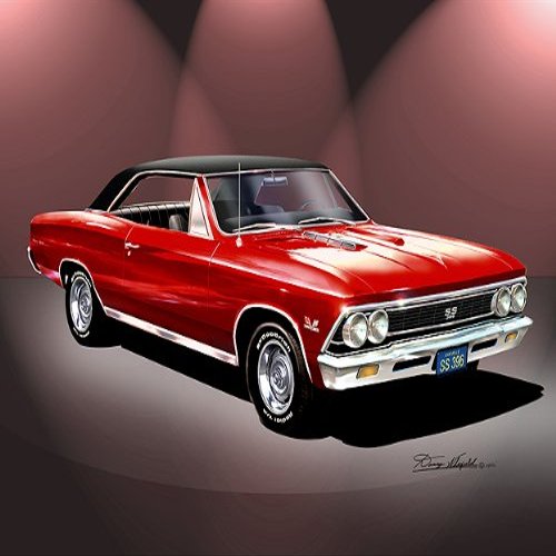 1966 Chevelle SS 396 red ralley Wheels Vinyl top CAR Art Print Poster - Size 24 x 36