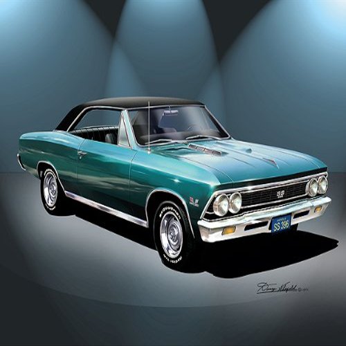 1966 CHEVELLE SS 396 green ralley wheels vinyl top CAR ART PRINT POSTER - size 24 x 36