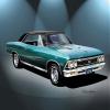 1966 CHEVELLE SS 396 green ralley wheels vinyl top CAR ART PRINT POSTER - size 24 x 36 view 1