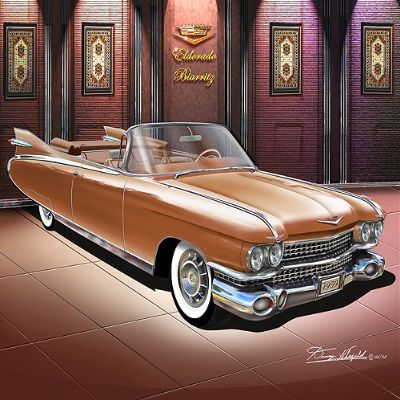 1959 Cadillac Eldorado Biarritz Persian Sand Metallic CAR Art Print Poster - Size 24 x 36
