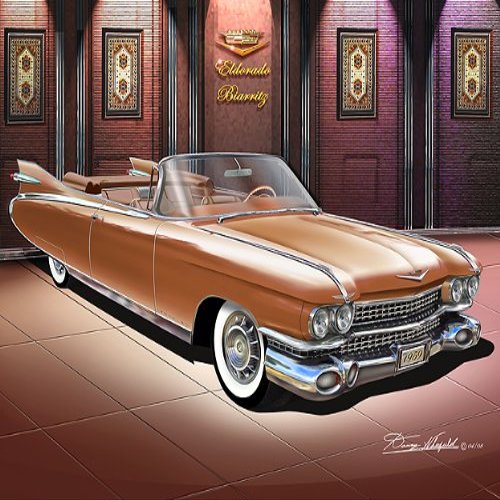1959 Cadillac Eldorado Biarritz Persian Sand Metallic CAR Art Print Poster - Size 24 x 36