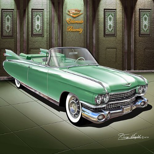 1959 CADILLAC ELDORADO BIARRITZ Hampton Green CAR ART PRINT POSTER - size 24 x 36