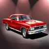 1966 CHEVELLE SS 396 Red ralley wheels CAR ART PRINT POSTER - size 24 x 36 view 1