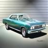 1967 CHEVELLE SS 396 green ralley wheels CAR ART PRINT POSTER - size 24 x 36 view 1