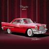 1957 CHRYSLER 300-C Gauguin red - ART PRINT POSTER BY ARTIST DANNY WHITFIELD- SIZE 20 X 24 view 1