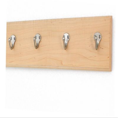 PegandRail Maple Coat Rack with Brushed Nickel Single Style Hooks 4.5" Ultra-Waide (Natural, 20" x 4.5" with 4 Hooks)