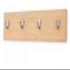 PegandRail Maple Coat Rack with Brushed Nickel Single Style Hooks 4.5" Ultra-Waide (Natural, 20" x 4.5" with 4 Hooks) view 1