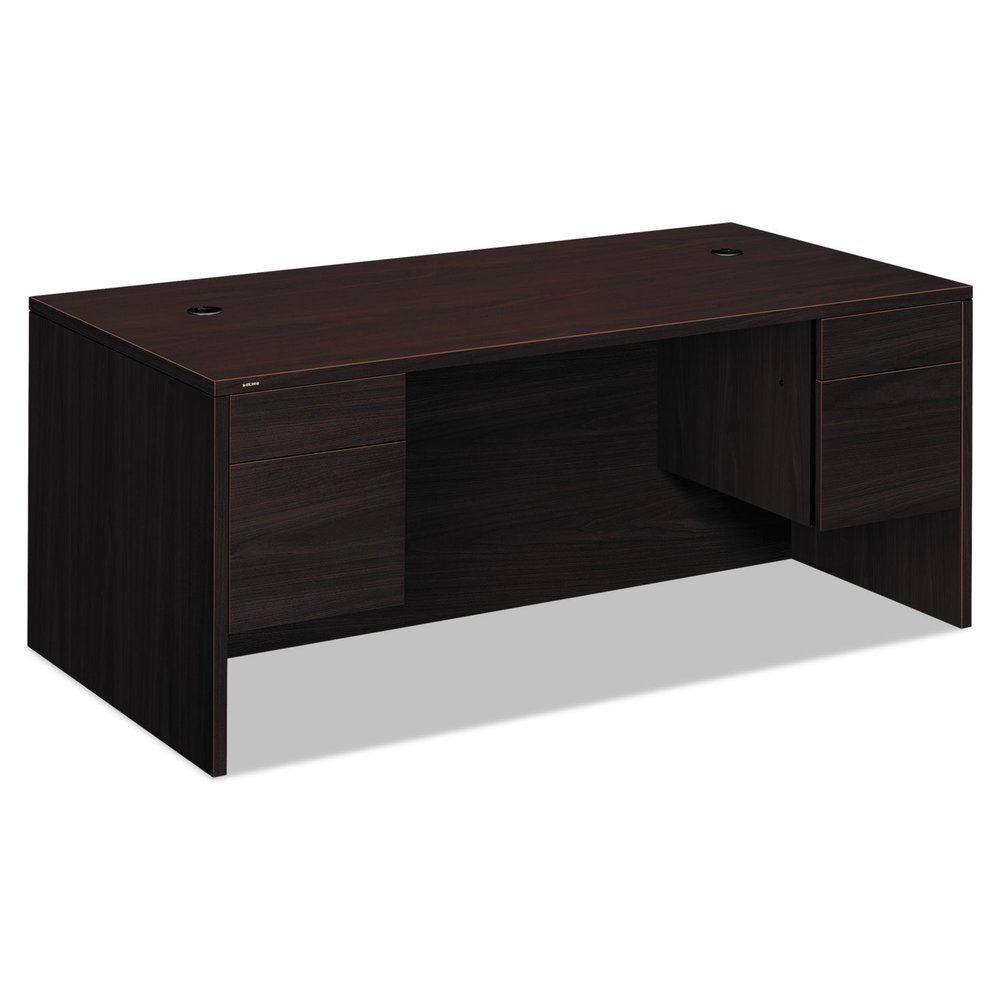 HON 10500 Series Double-Pedestal Desk, 72"W x 36"D, Mahogany