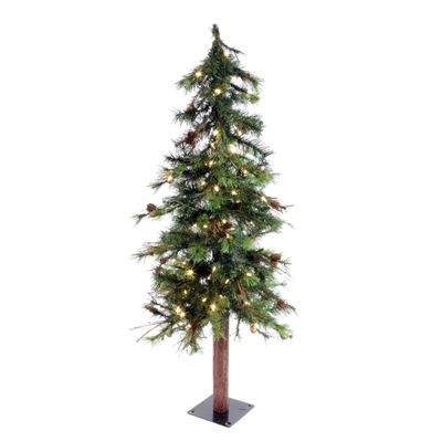 Vickerman 4' Mixed Country Alpine Artificial Christmas Tree, Warm White Dura-Lit LED Lights - Faux Christmas Tree - Seasonal Indoor Home Decor