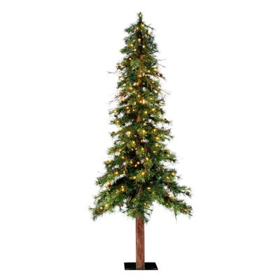 Vickerman 7' Mixed Country Alpine Artificial Christmas Tree, Warm White Dura-Lit LED Lights - Faux Christmas Tree - Seasonal Indoor Home Decor
