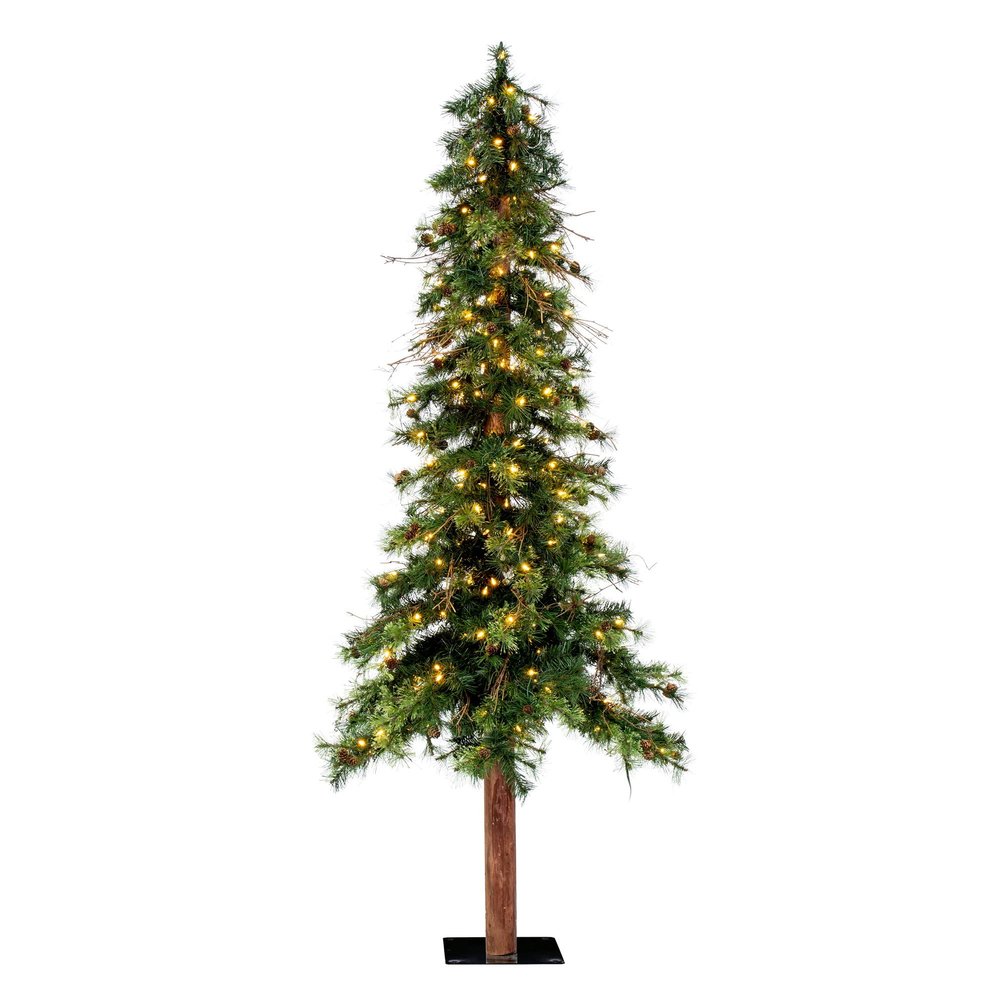 Vickerman 7' Mixed Country Alpine Artificial Christmas Tree, Warm White Dura-Lit LED Lights - Faux Christmas Tree - Seasonal Indoor Home Decor