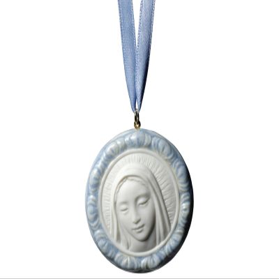 NAO Protective Mary (Blue Medallion). Porcelain Pendant.