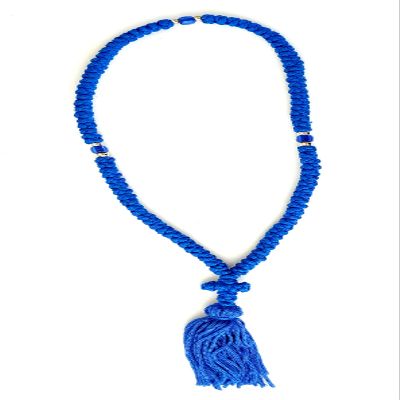 Iconsgr Handmade Blessed Christian Orthodox Greek Komboskoini Prayer Rope 100 Knots Pentant Blue MX