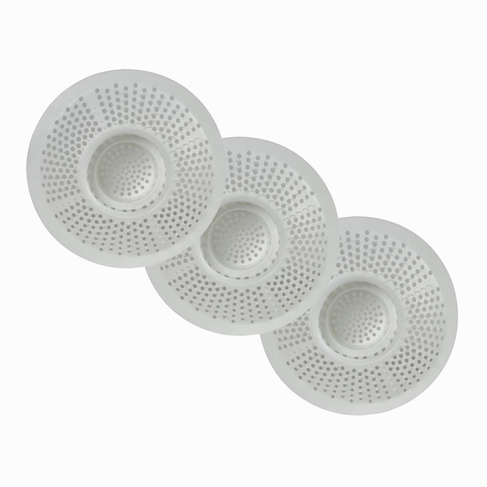 Hairstopper Drain Cover Hair Catcher for Shower and Bathtub, Protects Against Clogs Without Blocking Water Flow, White, 3 Pack
