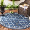 SAFAVIEH Washable Rug Outdoor Courtyard Collection - 7'10" Round, Navy & Beige, Non-Shedding & Easy Cleaning, Ideal for Patio, Backyard, Mudroom (CY6918-268) view 1