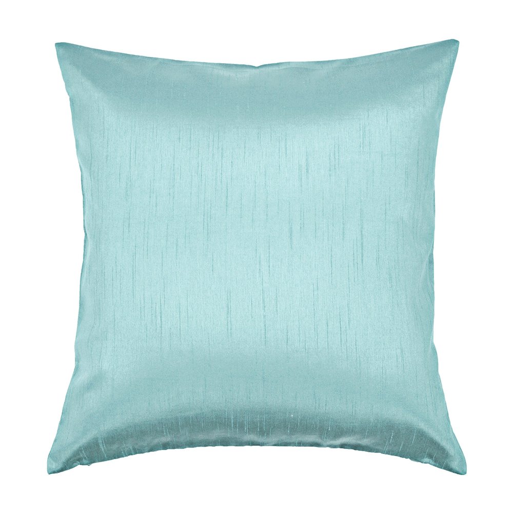 Aiking Home Solid Faux Silk Decorative Pillow Cover, Zipper Closure, 20 by 20 Inches, Aqua