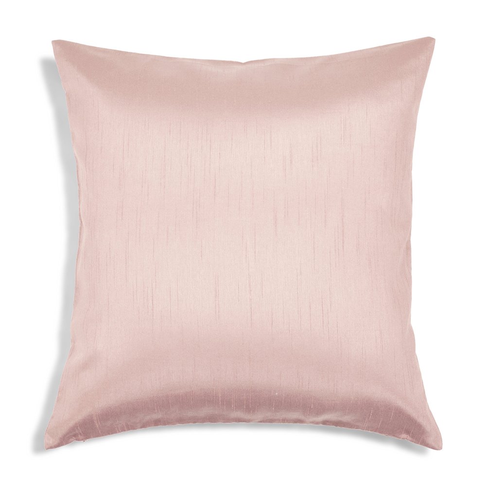Aiking Home Solid Faux Silk Decorative Pillow Cover, Zipper Closure, 20 by 20 Inches, Rose Pink
