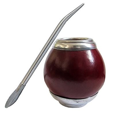 Gaucho Bruno Gourd with Metal Base and Bombilla Kit to Drink Yerba Mate