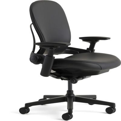 Steelcase Leap Office Chair - Ergonomic Work Chair with Wheels for Carpet Flooring - Work Chair Supports Unique Body Shape - with Natural Glide System & Liveback Technology - Black Leather