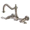 Kingston Brass KS1248AL Heritage Wall Mount Center Kitchen Faucet Lever Handle, 8-1/2", Brushed Nickel view 1