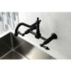 Kingston Brass KS1248AL Heritage Wall Mount Center Kitchen Faucet Lever Handle, 8-1/2", Brushed Nickel view 2