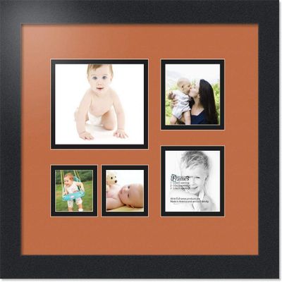 Art to Frames Double-Multimat-143-693/89-FRBW26079 Collage Photo Frame Double Mat with 1-4.5x5.5 and 2-2.5x2.5, 3.5x3.5 Openings and Satin Black Frame