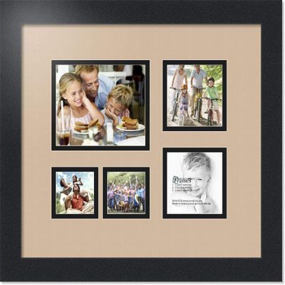 Art to Frames Double-Multimat-143-782/89-FRBW26079 Collage Photo Frame Double Mat with 1-4.5x5.5 and 2-2.5x2.5, 3.5x3.5 Openings and Satin Black Frame