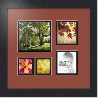 Art to Frames Double-Multimat-143-766/89-FRBW26079 Collage Photo Frame Double Mat with 1-4.5x5.5 and 2-2.5x2.5, 3.5x3.5 Openings and Satin Black Frame