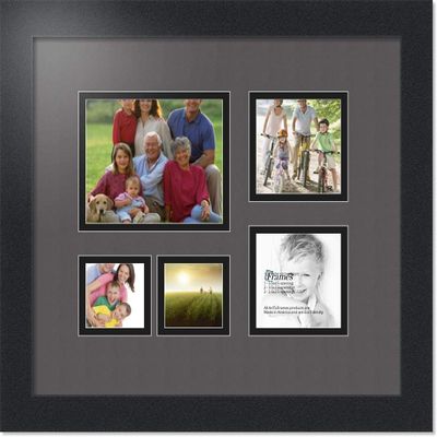 Art to Frames Double-Multimat-143-41/89-FRBW26079 Collage Photo Frame Double Mat with 1 - 4.5x5.5 and 2 - 2.5x2.5, 3.5x3.5 Openings and Satin Black Frame