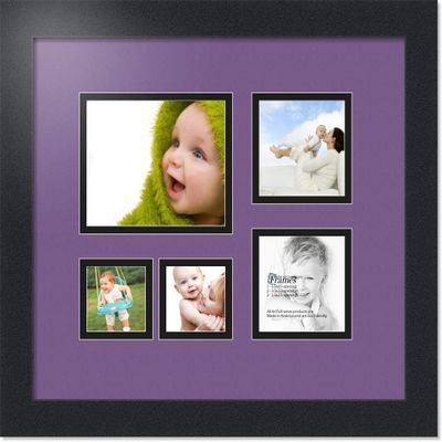 Art to Frames Double-Multimat-143-849/89-FRBW26079 Collage Photo Frame Double Mat with 1-4.5x5.5 and 2-2.5x2.5, 3.5x3.5 Openings and Satin Black Frame