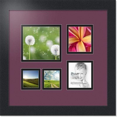Art to Frames Double-Multimat-143-815/89-FRBW26079 Collage Photo Frame Double Mat with 1-4.5x5.5 and 2-2.5x2.5, 3.5x3.5 Openings and Satin Black Frame
