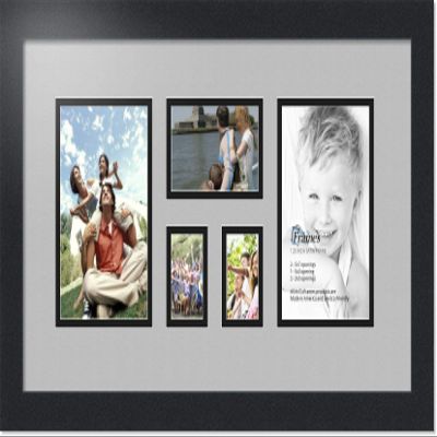 Art to Frames Double-Multimat-315-88/89-FRBW26079 Collage Photo Frame Double Mat with 1-3x5 and 2-2x3, 5x7 Openings and Satin Black Frame