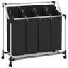 vidaXL Laundry Sorter with 4 Removable Bags, Durable Steel Frame, Convenient Handles and Castors, Easy Assembly, Efficient Organizer for Laundry Room or Closet, Black view 1