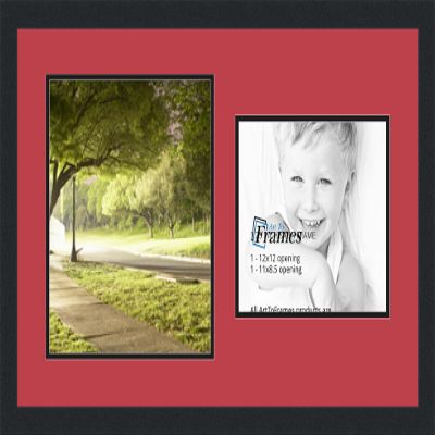 Art to Frames Double-Multimat-1061-762/89-FRBW26079 Collage Photo Frame Double Mat with 1 - 8.5x11, 12x12 Openings and Satin Black Frame