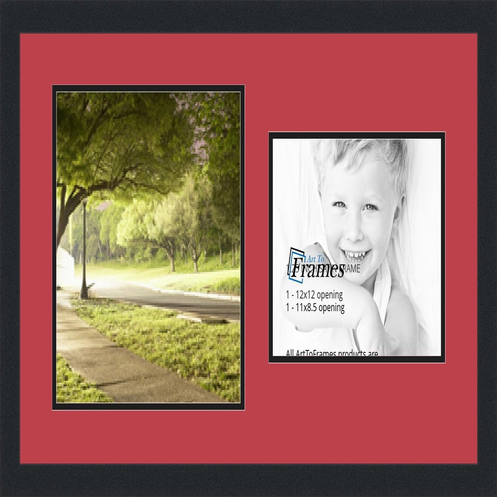 Art to Frames Double-Multimat-1061-762/89-FRBW26079 Collage Photo Frame Double Mat with 1 - 8.5x11, 12x12 Openings and Satin Black Frame