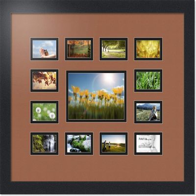 Art to Frames Double-Multimat-569-771/89-FRBW26079 Collage Photo Frame Double Mat with 1-4.75x6.75 and 12-2x3 Openings and Satin Black Frame