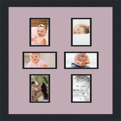 Art to Frames Double-Multimat-475-805/89-FRBW26079 Collage Photo Frame Double Mat with 6-3x5 Openings and Satin Black Frame