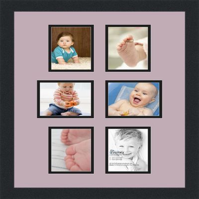 Art to Frames Double-Multimat-476-805/89-FRBW26079 Collage Photo Frame Double Mat with 6-4x5 Openings and Satin Black Frame
