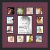 Art to Frames Double-Multimat-624-815/89-FRBW26079 Collage Photo Frame Double Mat with 1-8x10 and 12-4x4 Openings and Satin Black Frame view 1