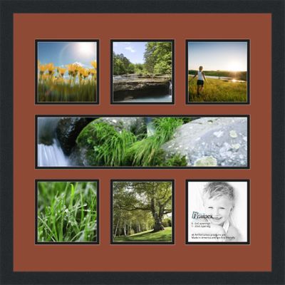 Art to Frames Double-Multimat-619-766/89-FRBW26079 Collage Photo Frame Double Mat with 1-5x20 and 6-6x6 Openings and Satin Black Frame