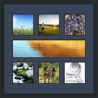 Art to Frames Double-Multimat-619-837/89-FRBW26079 Collage Photo Frame Double Mat with 1-5x20 and 6-6x6 Openings and Satin Black Frame
