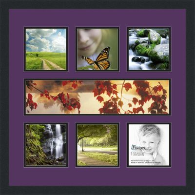 Art to Frames Double-Multimat-619-849/89-FRBW26079 Collage Photo Frame Double Mat with 1-5x20 and 6-6x6 Openings and Satin Black Frame