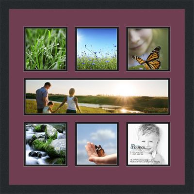 Art to Frames Double-Multimat-619-815/89-FRBW26079 Collage Photo Frame Double Mat with 1-5x20 and 6-6x6 Openings and Satin Black Frame