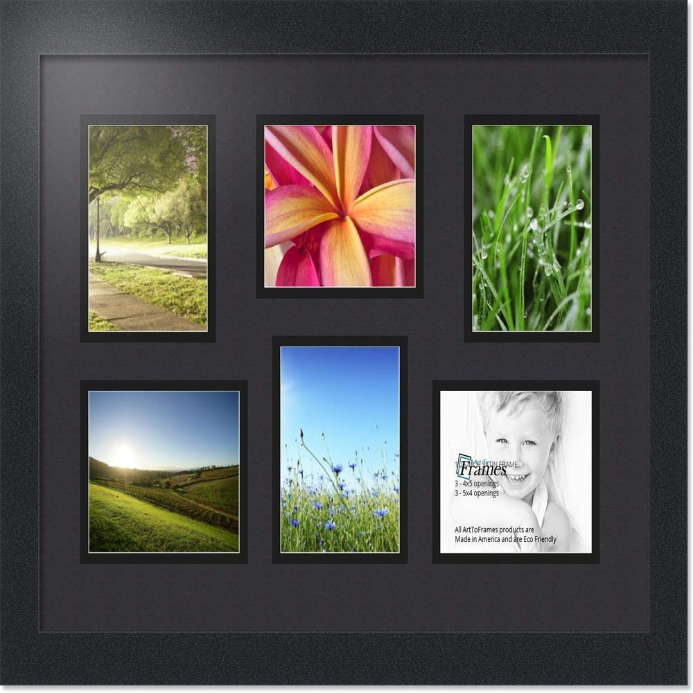 Art to Frames Double-Multimat-353-89/89-FRBW26079 Collage Photo Frame Double Mat with 6-4x5 Openings and Satin Black Frame
