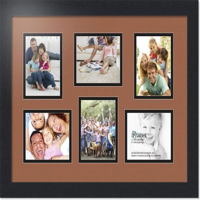 Art to Frames Double-Multimat-353-771/89-FRBW26079 Collage Photo Frame Double Mat with 6 - 4x5 Openings and Satin Black Frame