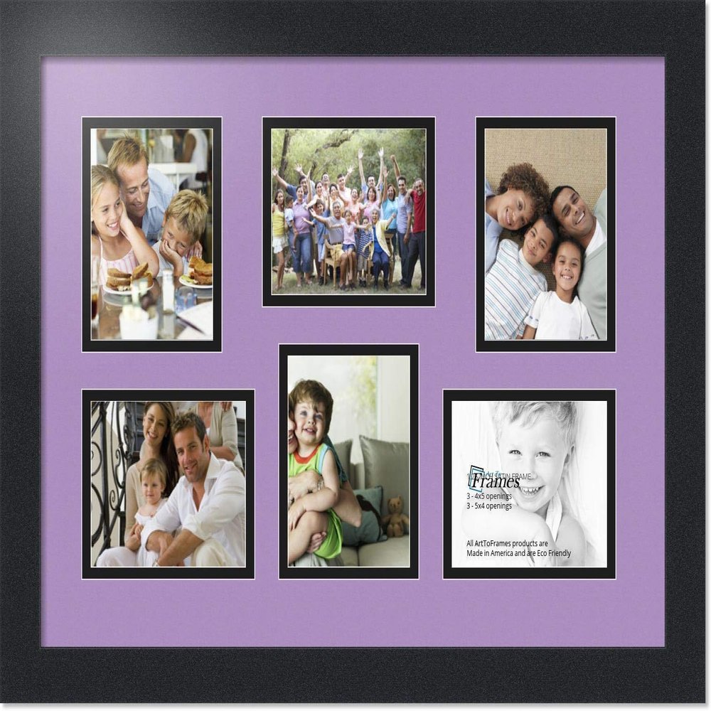 Art to Frames Double-Multimat-353-805/89-FRBW26079 Collage Photo Frame Double Mat with 6-4x5 Openings and Satin Black Frame